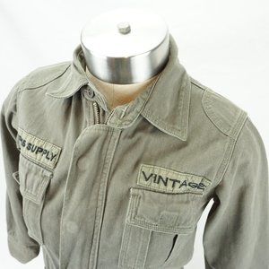 GS-115 Women's Military Green Denim Jacket Large